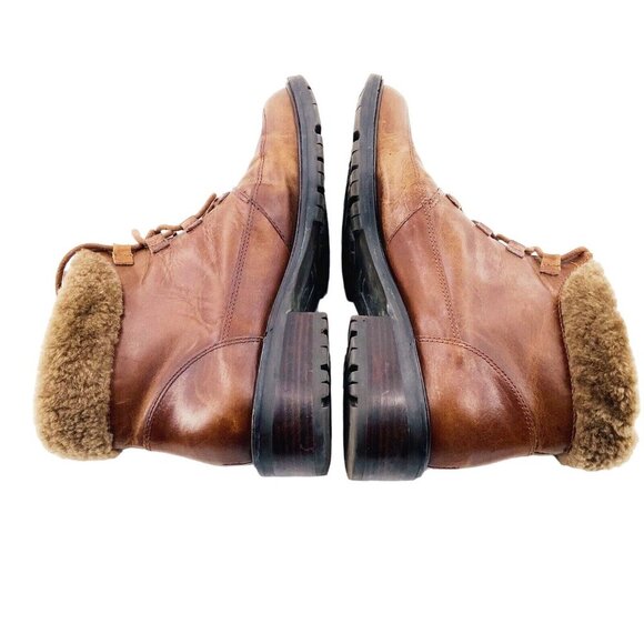 Liz Claiborne Lace Up Boots Wool Lined Brown Leather 7.5 Tyrolian - Picture 6 of 7